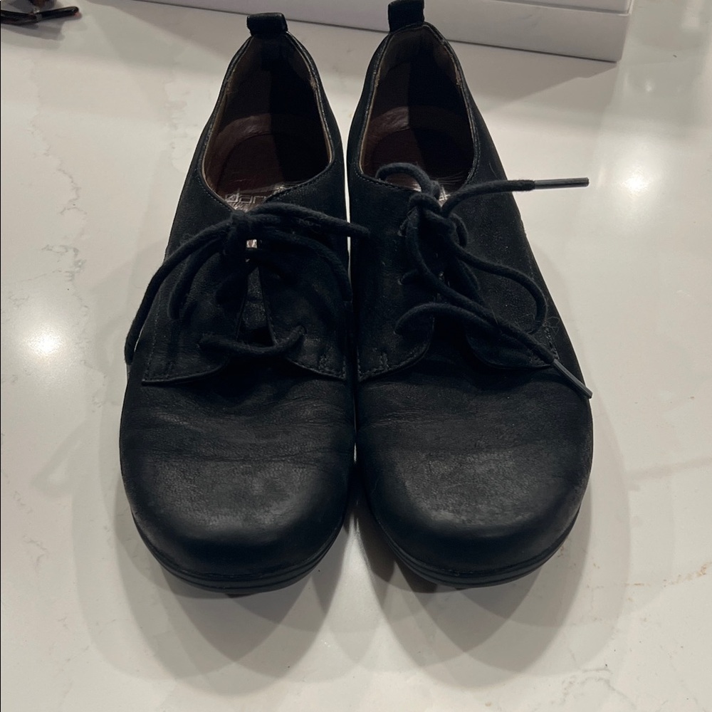 Dansko Black Women's Lace-Up Flats